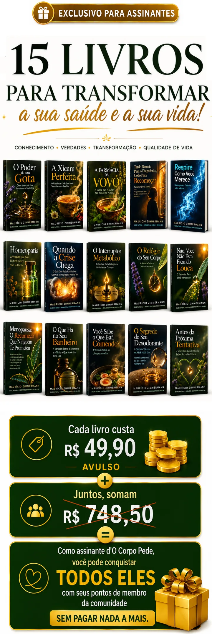 Os 15 livros da Coleção Saúde Natural
